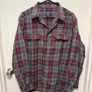 Faded Glory Red and Gray Plaid Flannel Shirt
